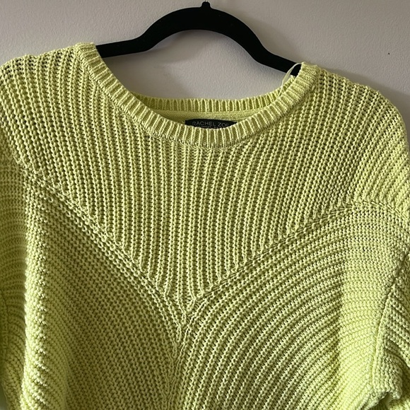 Rachel Zoe Woman’s Sweater neon yellow crew neck chunky knit SZ Medium - Picture 7 of 8